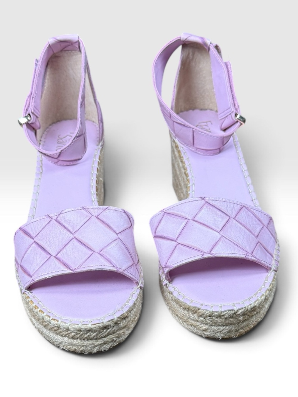 Franco Sarto Clemens Womens 9.5 Pink Leather Espadrille Wedge Sandals